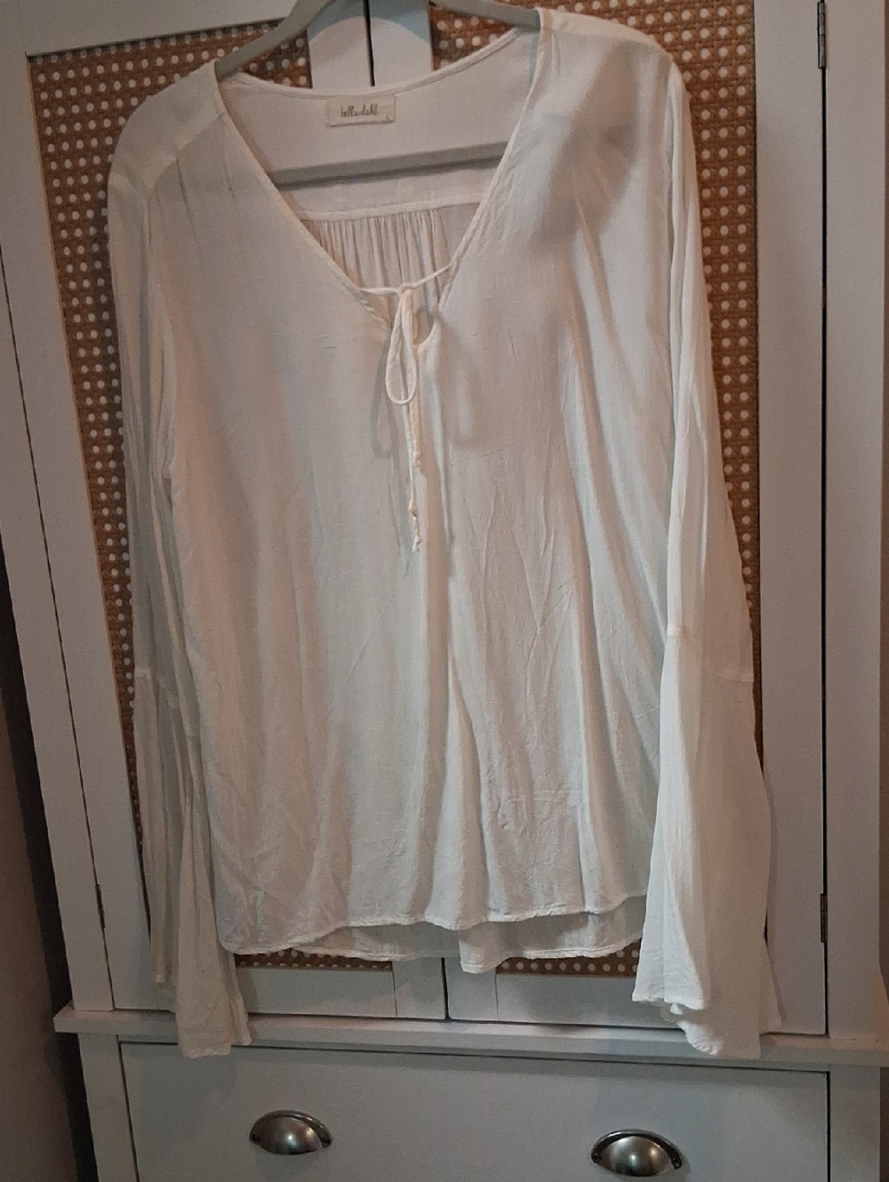 Bella Dahl Ivory Tie-Front Long-Sleeve Tunic